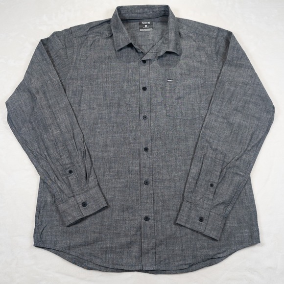 Hurley Other - Hurley Chambray Shirt Men L Gray Long Sleeve Classic Minimalist Granola Capsule